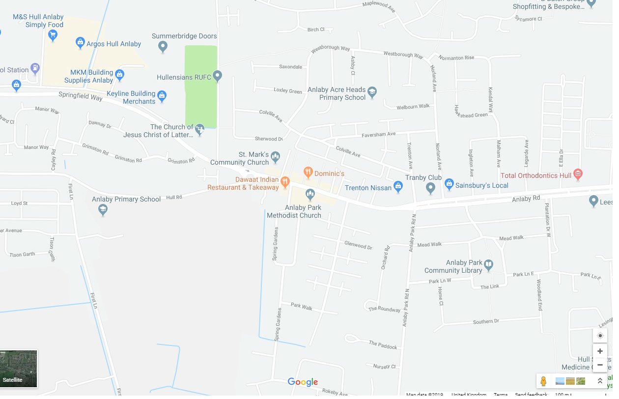 Map to Dominic's Takeaway, 249 Hull Road, Anlaby Common